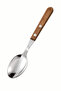 6-Piece Stainless Steel Tablespoon Set with Wooden Handles – Soup Spoon Tableware Spoon Set - 2
