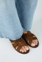 Romina Women's Genuine Leather Cross Knit Tan Slippers - 3