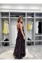 Women's Brown Polka Dot Tulle Maxi Dress - 3