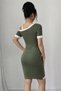 Women's Short Sleeve Asymmetric Cut Collar Stripe and Accessory Detailed Modal Dress - 4
