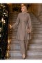 Women's Cupra Hakim Collar Button Detailed Waist Drawstring Tunic Trousers Hijab Two-Piece Set - 2