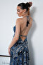 Long Oversized Dress with Halter Neck Detail and Backless Slit - 5