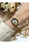 Oval Vintage Gold White Dial Women Wrist Watch