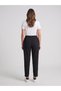 Black Elastic Waist Lace-Up Comfortable (Classic/Carrot) Cut Double Fabric Trousers - 4