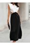 Women's High-Shouldered Round-Necked Side-Open Padded Double-Color Long Janjan Crepe Dress