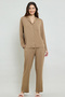 Solid Lapel Collar Pyjama Set - 7