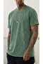 Men's Regular T-Shirt Acid Washed Vintage Effect Painted Petrol Green - 3