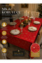Royal Noel Red Liquid-Proof Tablecloth |   Gold Snowflake Patterned |   Custom Size Tailoring - 2