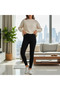 Women's Black Ribbed High-Waisted Leggings - 2