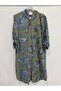 Khaki Italian Shawl Pattern Hooded Foldable Long Sleeve Oversize Long Shirt Dress 42 - 46 Size