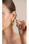 Khaki Green Pearl Detailed Drop Shaped Gold Color Dangle Earrings - 2