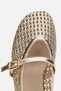 Women's Gold Perforated Knitted Bowknot Ballerina Flats - 5