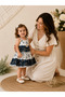 Chiffon Fabric Lined Girls' Summer Dress – Navy Blue Floral Pattern (Ages 2-5) - 2
