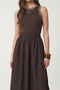 Flexible Knitted Top and Poplin Skirt Dress Lub0370 Brown - 5
