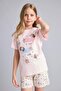 100% Cotton Regular Fit Printed 2-Piece Pink Pajama Set for Girls I1573A826Sm - 2