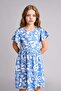 100% Cotton Crew Neck Patterned Short Sleeve Summer Dress for Girls B4339A826Sm - 3