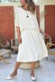 Beige Boat Neck Short Sleeve Double Layered Mesh Detailed Linen Loose Woven Dress 115 60 - 3