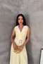 Women's Yellow Double Color Belt Stripe Detailed Full Length Sleeveless Jumpsuit Nbk087 - 2