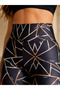 Women's High Waist Diver Fabric Patterned Gathering Sports Leggings - 4
