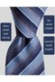 Navy Blue Gray Striped Dark Blue Silk Tie – 7.5 cm Wide - 3