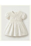 White Baby Dress with Collar and Lace Lacing - 2