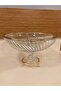 Round Salad or Fruit Bowl with Stand, Cutting Glass and Cast Brass, Gold Color, Diameter 32 Cm, Height 20 cm