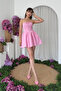 Women's Poplin Fabric Strapless Corset Detailed Ruched Mini Puffy Dress - 4