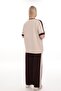 Women's Short Sleeve Print and Stone Detailed Modal Fabric Large Size Tracksuit Set with Side Trims - 4