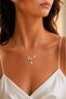 316L Steel Chain Silver Color Star Figured Zircon Stone Women's Necklace |   Pink Enamel Star Detail - 2