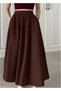 Women's Flared Skirt with Pockets and Elastic Waist in Poplin Fabric, Length 90 cm - 3