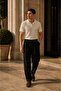 Men's Black Baggy Fit Pleated Fabric Trousers - 5