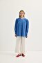 Drawstring Detailed Linen Shirt Indigo - 2