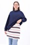 Red-Ecru-Cotton Striped Lycra Underwear Skirt