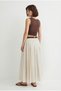 Women's Cream 100% Cotton Pleated Lined Belt Detailed Maxi Skirt De261079 60286313 - 6