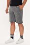 Men's Cotton Printed Shorts with Text Detail Anthracite Melange -5133