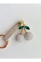 Bag Accessory and Keychain Silver Color with Stone and Cherry Figure Keyring - 4