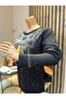 Women's Middle Age and Above Choker Patterned Crystal Stone Mother Combed Cotton Blouse - 3