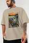 For the Love of Cats 25 Front Cat Printed Beige Oversize T-Shirt 100% Cotton Unisex Cat Lover Premium Design - 3