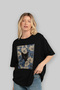 For the Love of Cats 6 Front Cat Printed Black Oversize T-Shirt 100% Cotton Unisex Cat Lover Premium Design - 4