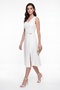 Women's White V-Neck Slit Midi Flared Event Dress