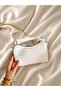 White Soft Modern Leather Stylish Twist Detailed Elegant Chain Strap Hand and Shoulder Bag L:14 W:22 W:8 cm - 2