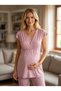 New Season Rose Dry Woven Summer Nursing-Specific Special Design Short Sleeve Maternity Pajama Set 3-Piece Set - 3