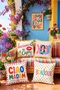 Colorful Madam Themed Patterned 4-Piece Throw Pillow Cover Set