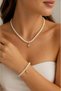 Pearl Necklace Bracelet Set Gold Pole Star Detailed Zircon Stone Jewelry Set - 6