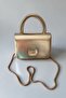 Shiny Gold Mini Box Model Women's Evening Dress-Hand and Shoulder Bag with Chain Strap - 6