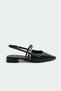 Noir Buckle Detail Women's Black Ballet Flats - 6