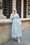 Women's Balloon Sleeve Waist Tie Dress Blue - 4