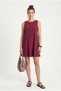 Women's Cody Soft Nubuck Cupra Woven Bell Cut Sleeveless Comfortable Burgundy Short Dress