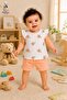 Baby Girl Set - Floral Patterned Ruffle Sleeve Shorts Summer Set - 3