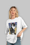 For the Love of Cats 94 Front Cat Printed White Oversize T-Shirt 100% Cotton Unisex Cat Lover Premium Design - 4